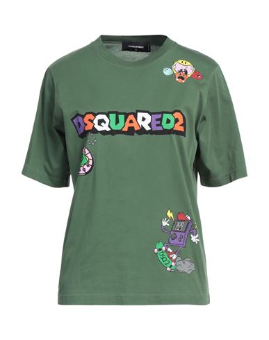 Dsquared2 Woman T-shirt Green Size M Cotton In Green
