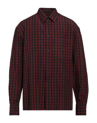 Lanvin Man Shirt Burgundy Size 16 Cotton In Red