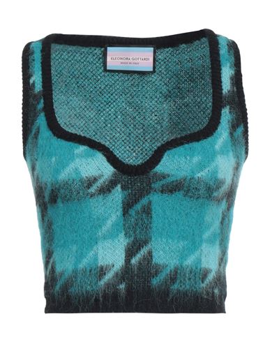 Eleonora Gottardi Woman Top Azure Size M Alpaca Wool, Polyamide In Blue