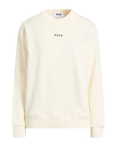 Msgm Woman Sweatshirt Cream Size Xs Cotton In White