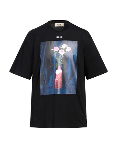Msgm Man T-shirt Black Size L Organic Cotton In Black