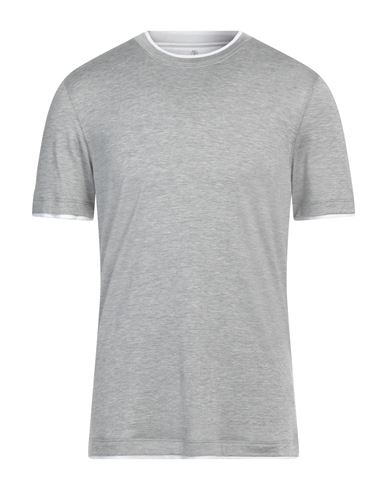 Brunello Cucinelli Man T-shirt Grey Size 52 Silk, Cotton In Gray