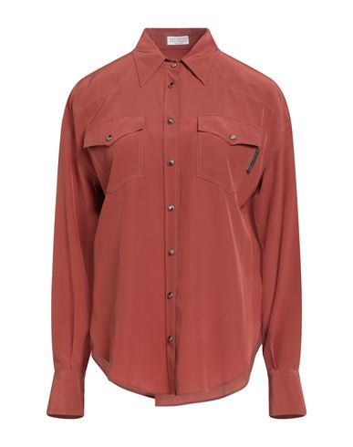 Brunello Cucinelli Woman Shirt Brick Size Xl Silk In Red