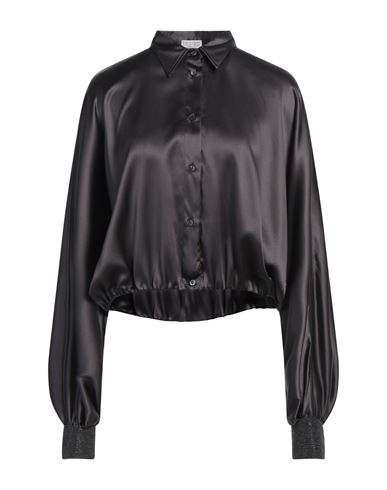 BRUNELLO CUCINELLI BRUNELLO CUCINELLI WOMAN SHIRT CHARCOAL SIZE M SILK, ELASTANE, MOHAIR WOOL, POLYAMIDE, WOOL 
