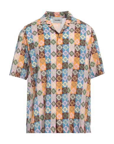 Nanushka Cotton Shirt With Diamond Check Print In Green