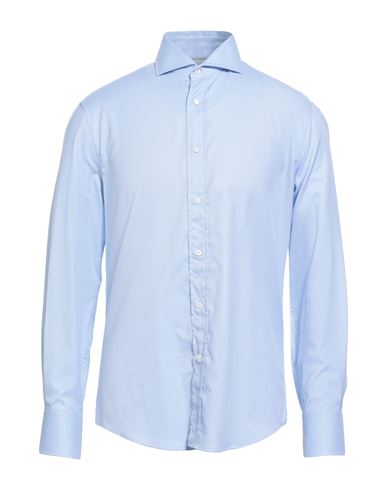 Brunello Cucinelli Man Shirt Sky Blue Size M Cotton In Blue