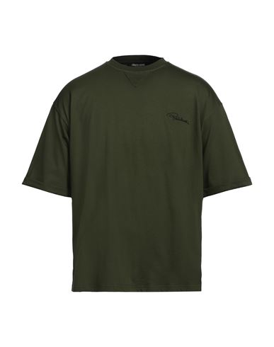 Shop Roberto Cavalli Man T-shirt Military Green Size L Cotton