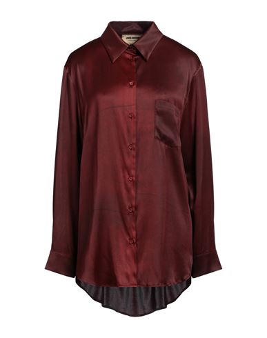 Uma Wang Woman Shirt Chocolate Brown Size M Silk, Elastane