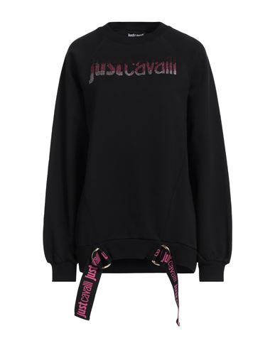 Shop Just Cavalli Woman Sweatshirt Black Size Xl Cotton, Elastane