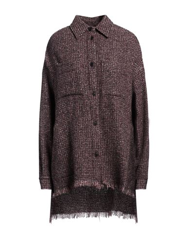 DESTIN DESTIN WOMAN SHIRT DARK PURPLE SIZE S WOOL, POLYAMIDE, CASHMERE, SILK 