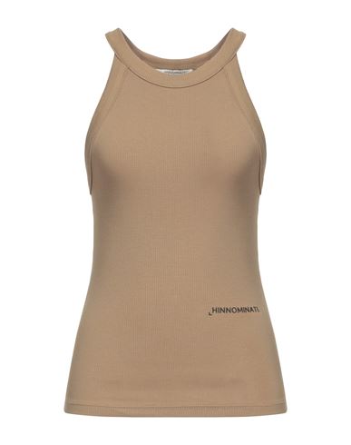Hinnominate Woman Tank Top Khaki Size Xxs Cotton, Elastane In Beige