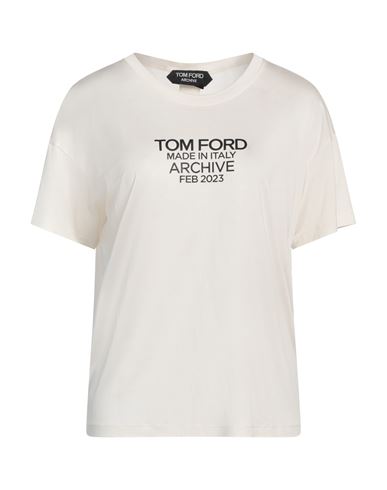 TOM FORD TOM FORD ARCHIVE WOMAN T-SHIRT CREAM SIZE 2 SILK 