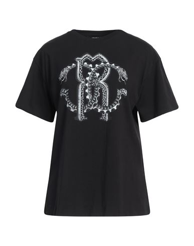 ROBERTO CAVALLI ROBERTO CAVALLI WOMAN T-SHIRT BLACK SIZE L COTTON 
