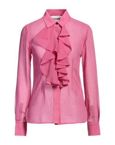 Ganni Woman Shirt Fuchsia Size 6 Recycled Polyester In Pink