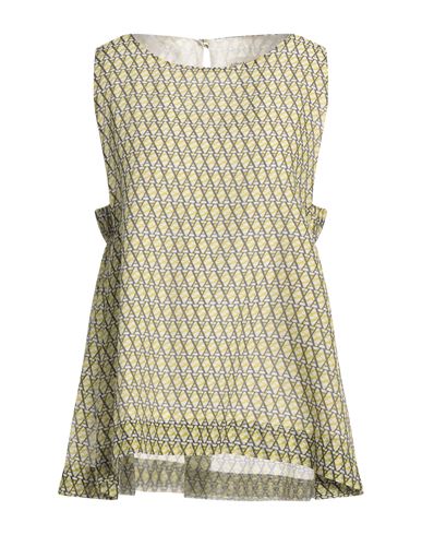 Alessia Santi Woman Top Lime Green Size 6 Cotton, Silk In Gray
