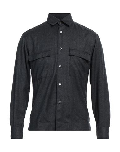 Xacus Man Shirt Charcoal Size 16 Virgin Wool In Gray