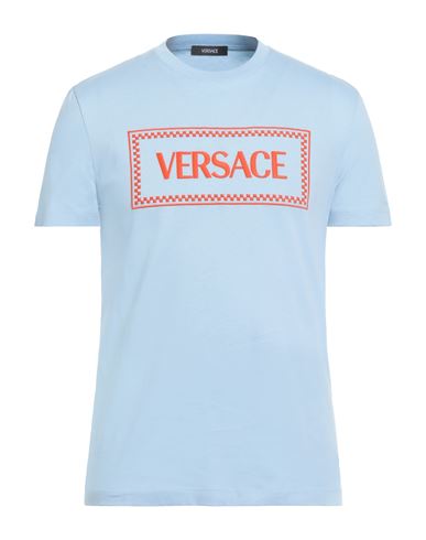 Versace Man T-shirt Sky Blue Size S Cotton, Polyester