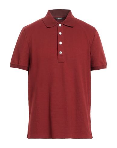 Balmain Polo In Bordeaux Cotton In Red