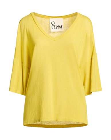 8pm Woman T-shirt Yellow Size M Viscose, Linen In Yellow