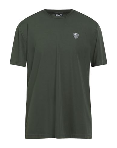 Ea7 Man T-shirt Military Green Size 3xl Viscose, Polyamide, Elastane In Green