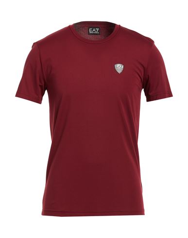 Ea7 Man T-shirt Burgundy Size S Viscose, Polyamide, Elastane In Red