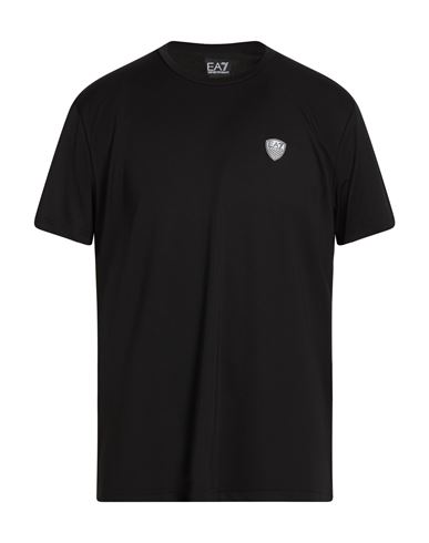 Ea7 Man T-shirt Black Size Xxl Viscose, Polyamide, Elastane In Black