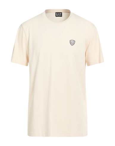 Ea7 Man T-shirt Beige Size Xxl Viscose, Polyamide, Elastane In Neutral