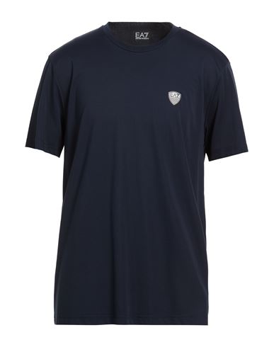 Ea7 Man T-shirt Midnight Blue Size Xxl Viscose, Polyamide, Elastane In Blue