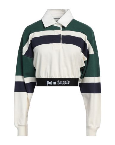 Palm Angels Cropped Rugby Long Sleeved Polo With Logoed Band In Multi