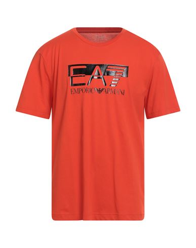 Ea7 Man T-shirt Orange Size 3xl Cotton In Red