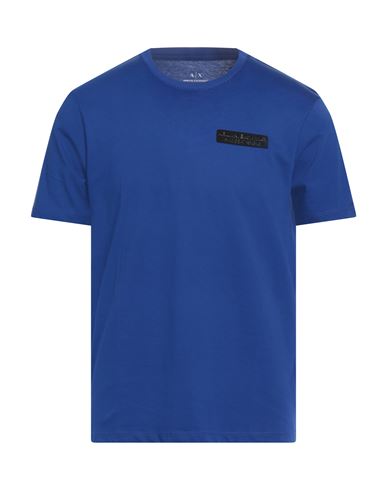 Armani Exchange Man T-shirt Blue Size L Cotton In Blue