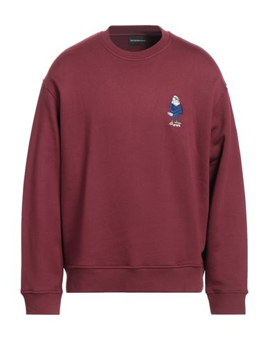 Emporio Armani Man Sweatshirt Burgundy Size Xl Modal, Cotton, Elastane In Red