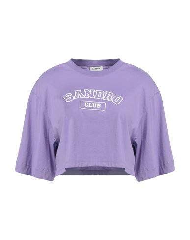 Sandro Woman T-shirt Purple Size 3 Cotton In Purple