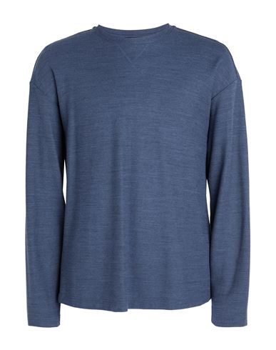 Emporio Armani Man T-shirt Navy Size L Lyocell, Wool In Navy Blue