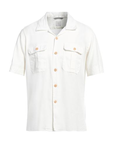 Eleventy Man Shirt White Size 17 Linen, Cotton, Elastane In White