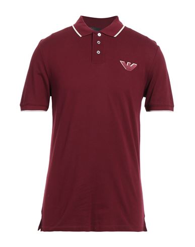 Emporio Armani Polo In Cotone Stretch Rosso Uomo In Red