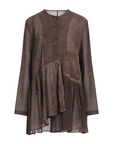 Shop Uma Wang Woman Shirt Dark Brown Size L Cotton