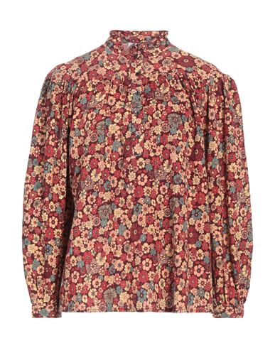 Antik Batik Woman Top Burgundy Size 10 Cotton In Red