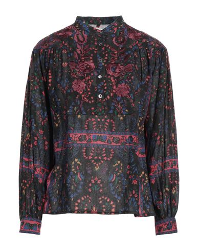 Antik Batik Tamir Printed Embroidered Cotton-voile Top In Black