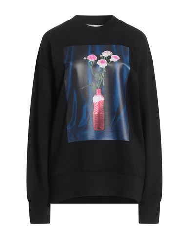 Msgm Woman Sweatshirt Black Size L Organic Cotton