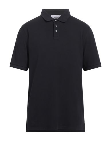 Alpha Studio Man Polo Shirt Midnight Blue Size 40 Cotton In Black