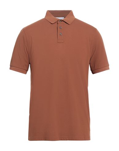 Alpha Studio Man Polo Shirt Brown Size 38 Cotton, Elastane In Brown