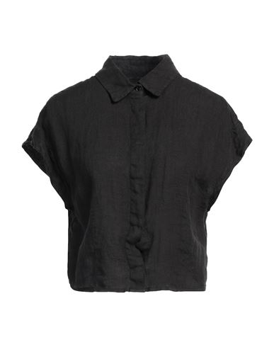 ALESSIA SANTI ALESSIA SANTI WOMAN SHIRT DARK BROWN SIZE 10 LINEN 