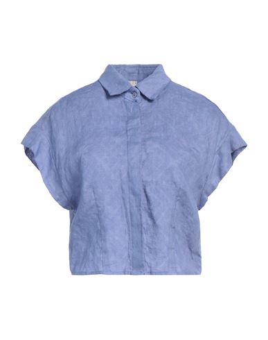 ALESSIA SANTI ALESSIA SANTI WOMAN SHIRT PASTEL BLUE SIZE 8 LINEN 