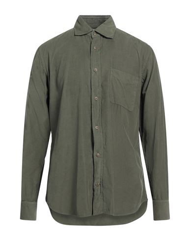 Glanshirt Man Shirt Military Green Size 16 Cotton In Green