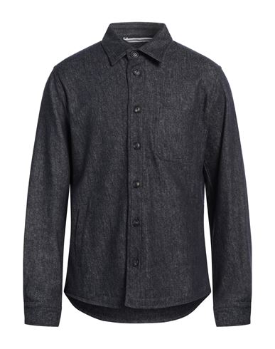 Fedeli Man Denim Shirt Blue Size 40 Wool, Cotton, Cashmere, Elastane
