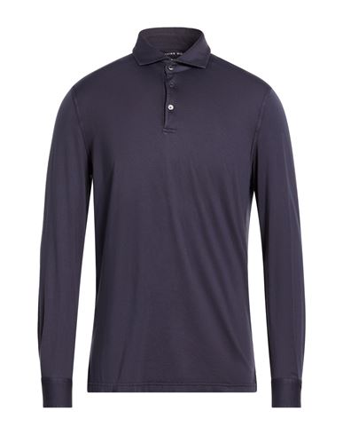 Fedeli Man Polo Shirt Navy Size 40 Organic Cotton In Blue