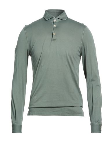 Fedeli Man Polo Shirt Sage Green Size 38 Organic Cotton In Green