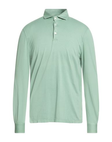 Fedeli Man Polo Shirt Sage Green Size 40 Organic Cotton In Green