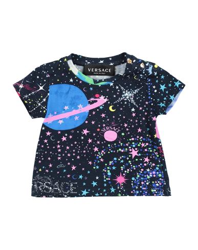 VERSACE YOUNG VERSACE YOUNG NEWBORN GIRL T-SHIRT MIDNIGHT BLUE SIZE 3 COTTON, ELASTANE 